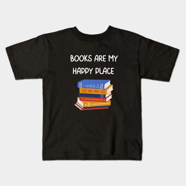 Books are my happy place Kids T-Shirt by Patterns-Hub